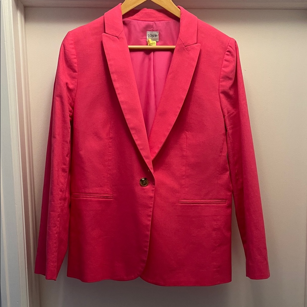 J Crew Women's hot Pink linen Blazer Jacket